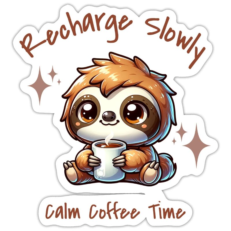 Coffee Recharge Slowly - Coffee Drinker Sloth