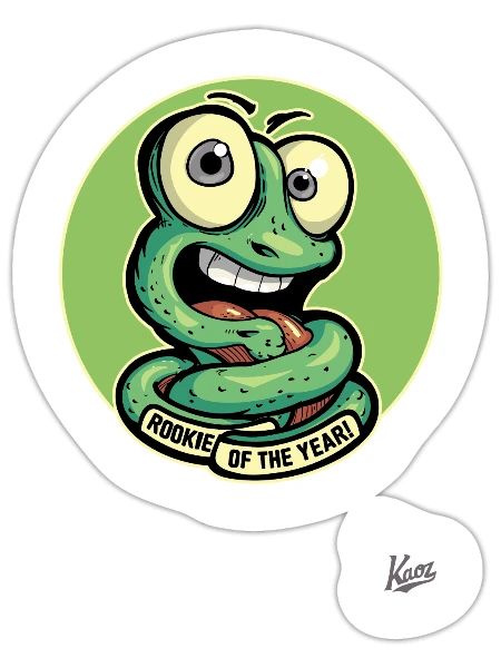 Recrue drôle de l’année : Cartoon Worm - Sticker taille S (10 x 10 cm) - blanc mat - Devant