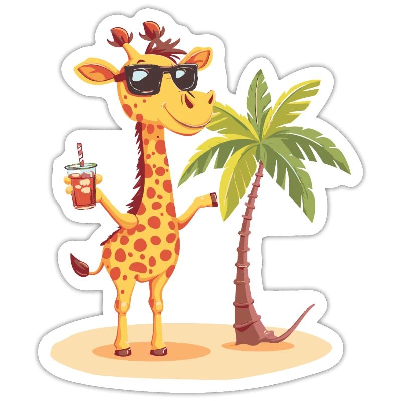 Giraffe Sommer Strand Comic