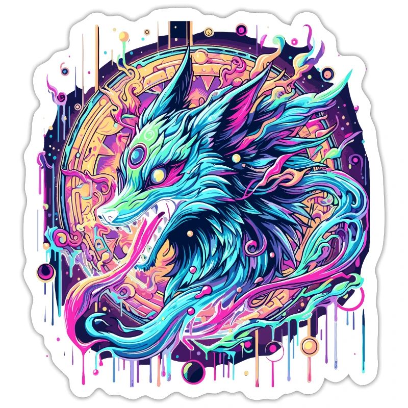 Psychedelic Fox Head Goa Art