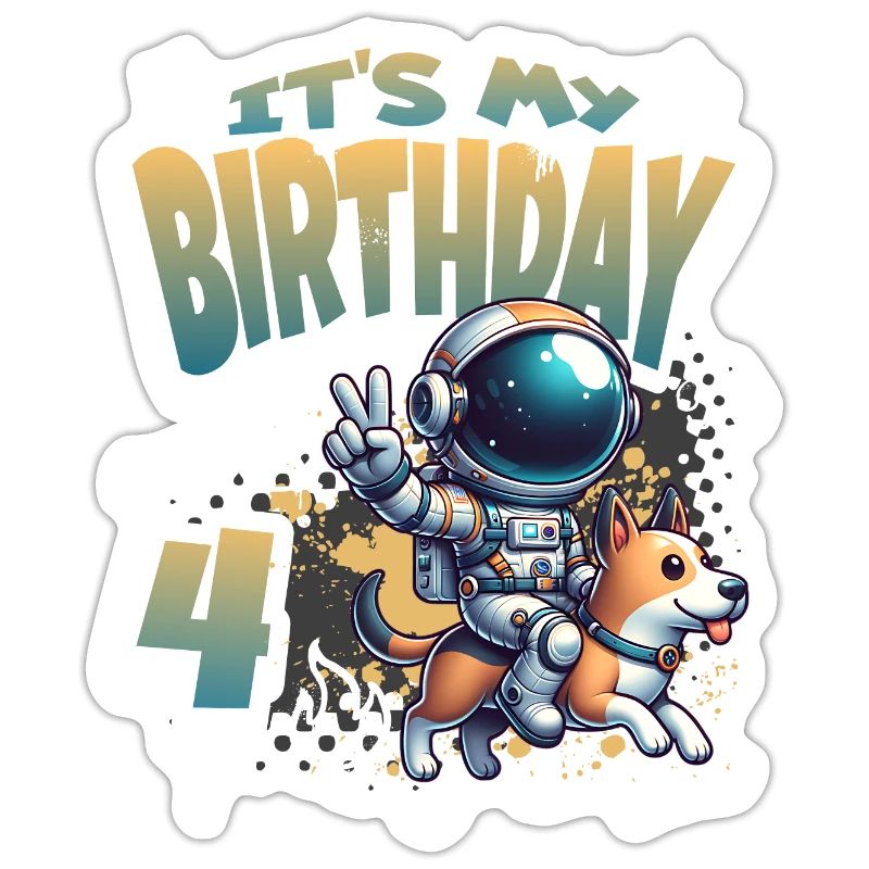 Astronaute 4e anniversaire Chien de l'espace drôle