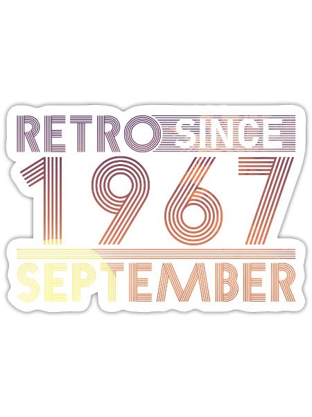 Retro Geburtstag September 1967 - Sunset line - Sticker Größe S (10 x 10 cm) - Mattweiß - Vorne