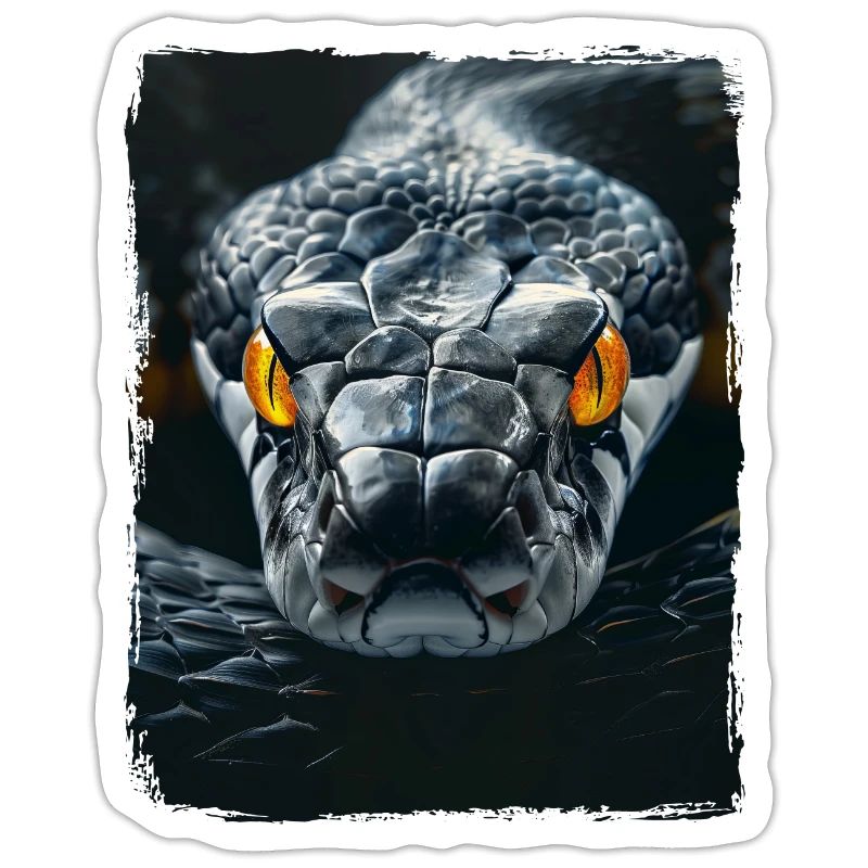 Yellow Eyes Black Snake Python Cobra Reptile Viper
