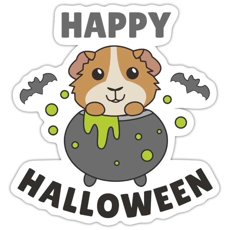 Cochon d’Inde Joyeux Chaudron de Sorcière d’Halloween