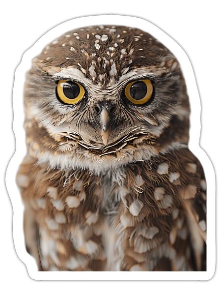Hibou - Sticker taille S (10 x 10 cm) - blanc mat - Devant