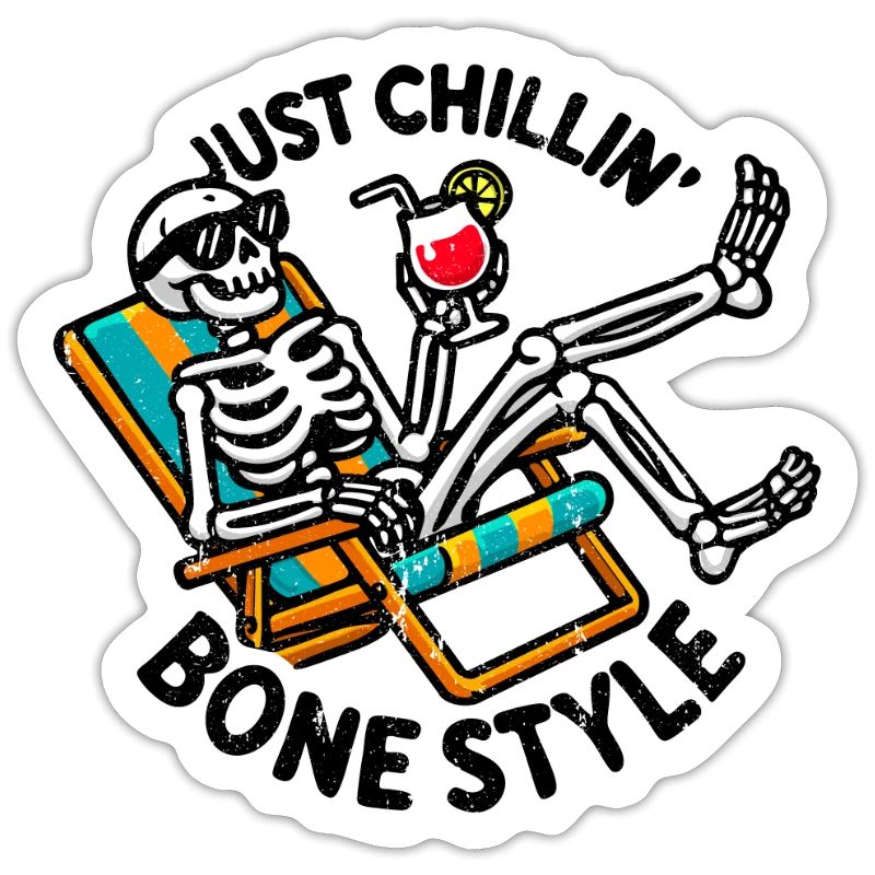 Just Chillin' Bone Style Happy Skeleton Dead Bones