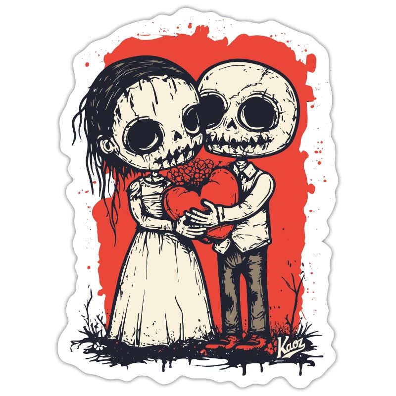 Coppia di scheletri con amore e cuore
