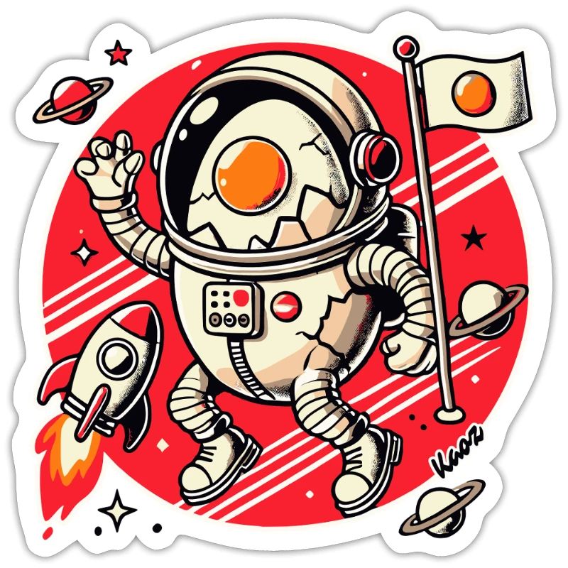 Oeuf d’astronaute avec fusée dans l’espace avec planète
