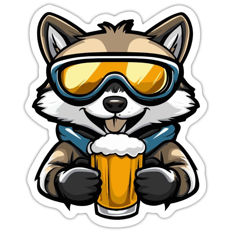 Waschbär Apres Ski Bier Comic