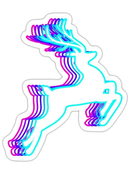 Retro Reindeer Christmas Santa Claus Vaporwave - Sticker size S (10 x 10 cm) - white matte - Front