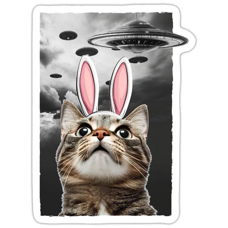Cute Easter Bunny Cat Meme Alien Space UFO