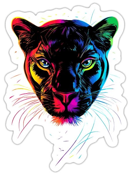 Panther Leopard Big Cat Cute Big Cat Panter - Sticker size S (10 x 10 cm) - white matte - Front