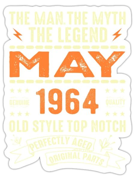 Geburtstag Mai 1964 - May 1964 - Sticker Größe S (10 x 10 cm) - Mattweiß - Vorne