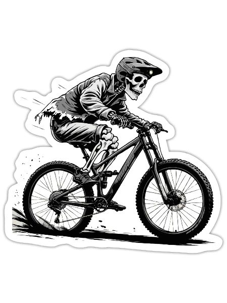 Mountain Bike Bicycle Biking Downhill Sport Downhill - Sticker size S (10 x 10 cm) - white matte - Front