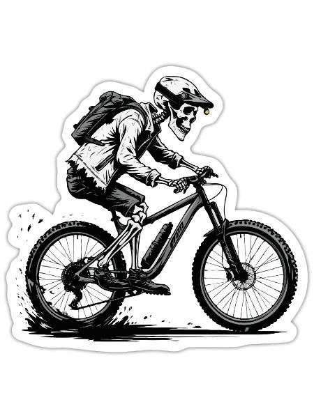 Mountain Bike Bicycle Biking Downhill Sport Downhill - Sticker size S (10 x 10 cm) - white matte - Front