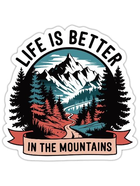 La vie est meilleure à la montagne - Sticker taille S (10 x 10 cm) - blanc mat - Devant