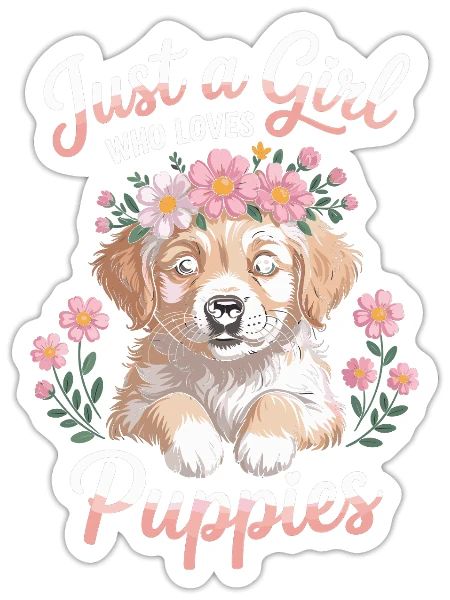 Just a Girl who loves puppies - Sticker Größe S (10 x 10 cm) - Mattweiß - Vorne