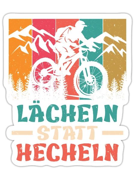 Elektro Rad E-BIKE LÄCHELN STATT HECHELN Lustiges - Sticker Größe S (10 x 10 cm) - Mattweiß - Vorne