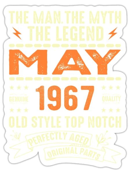 Geburtstag Mai 1967 - May 1967 - Sticker Größe S (10 x 10 cm) - Mattweiß - Vorne