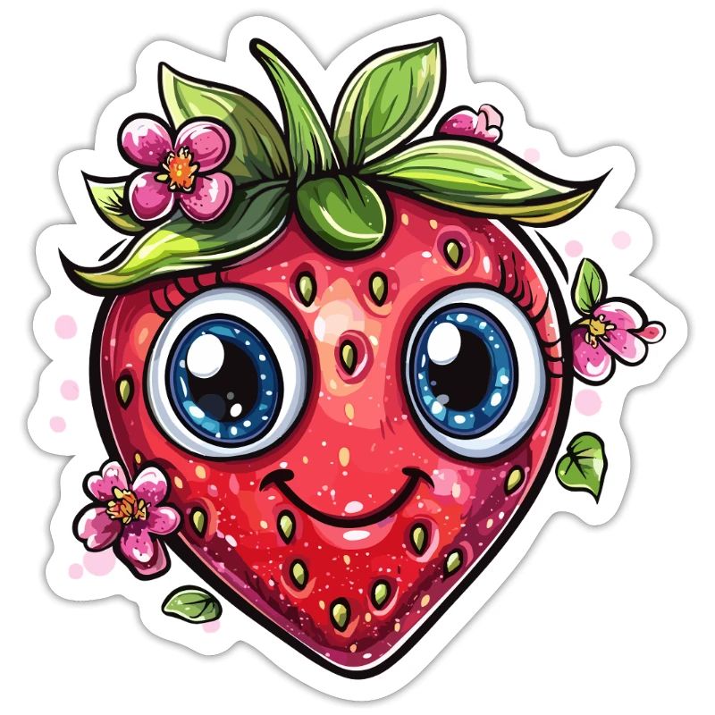 Erdbeere mit Blumenlächeln