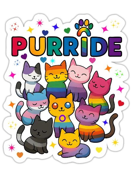 Purride LGBT Katzen - Sticker Größe S (10 x 10 cm) - Mattweiß - Vorne
