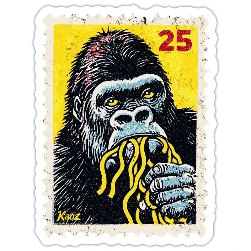 Gorilla Eats Noodles – Comic Stamp