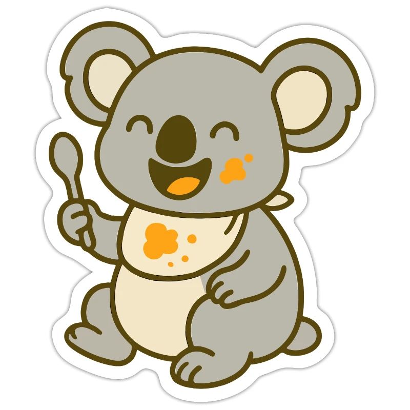 Mignon bébé koala mangeant