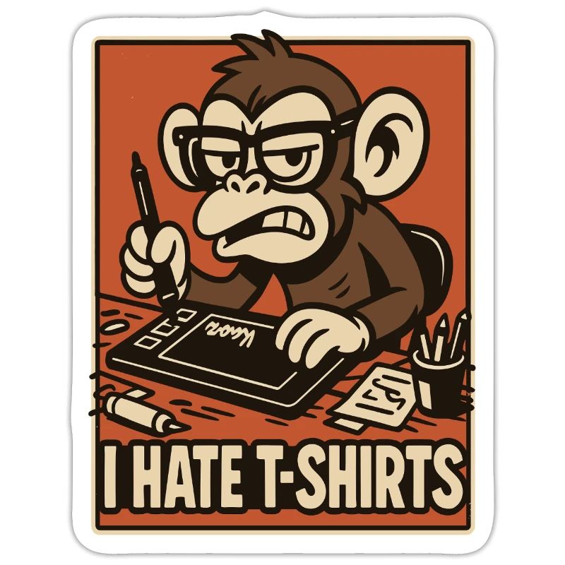 Angry monkey on drawing tablet comic style
