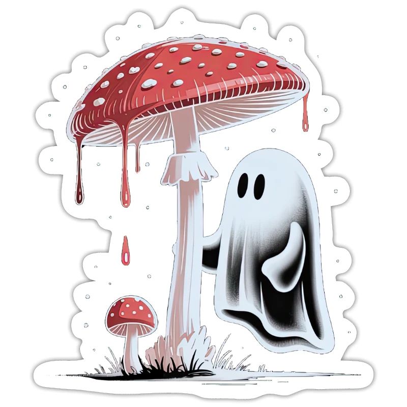 Halloween Whimsical Ghost & Toadstool Cottagecore