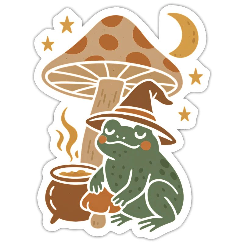 Fairytale magic toad with mushroom &amp; moon