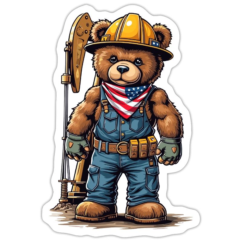Construction worker bear with tool belt