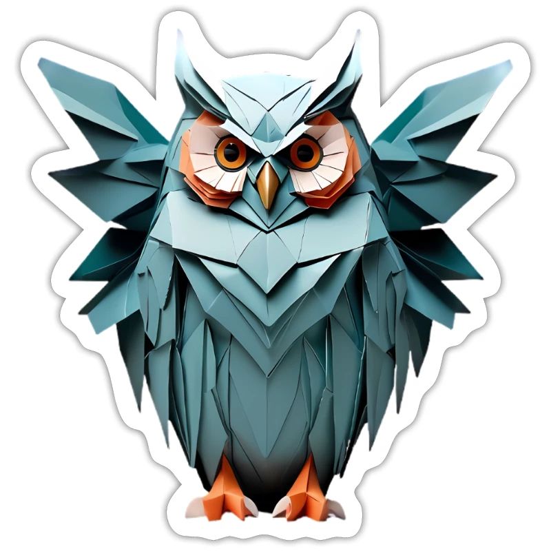 Blau Low-Poly Eule Design