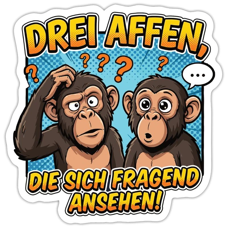 Three Monkeys Confusion – Funny Comic Design