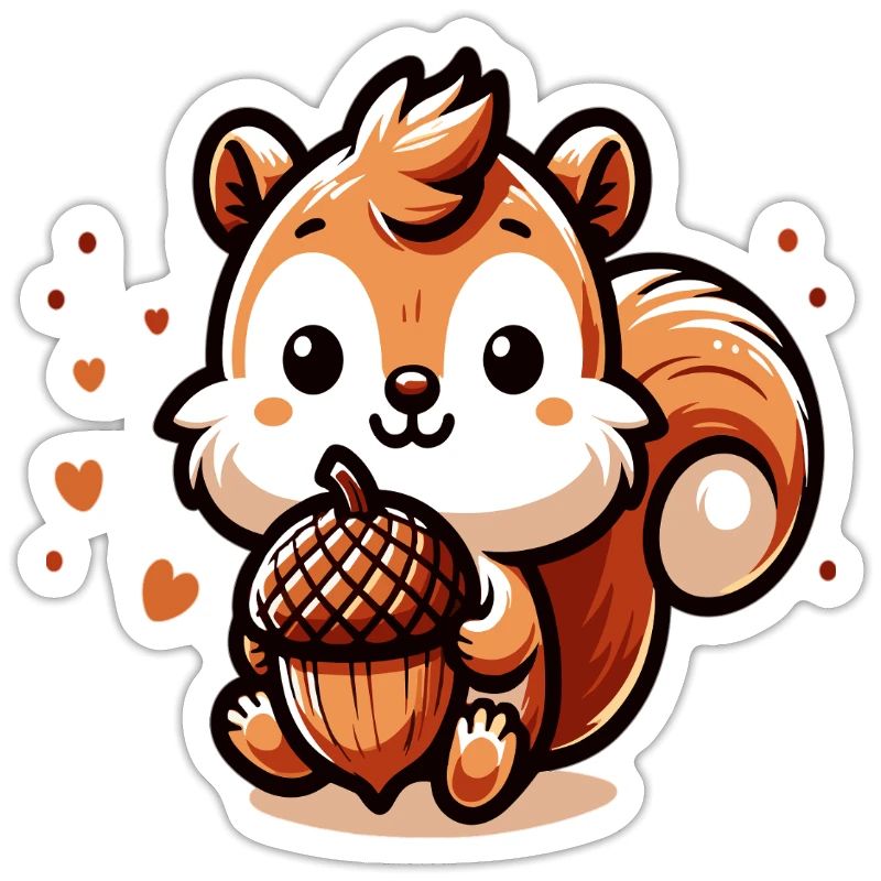 Süßes Eichhörnchen mit Herz-Eichel