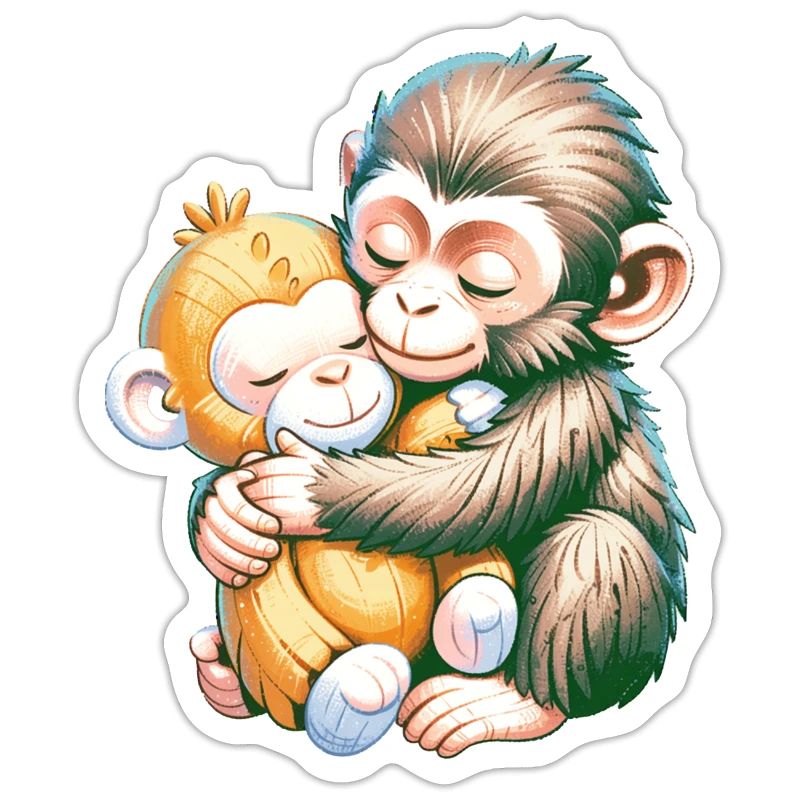 Hugging Monkeys Embrace