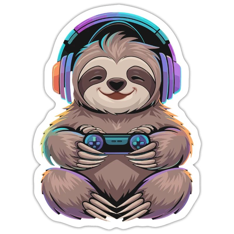  Faultier Gamer Mit Controller Und Bunter