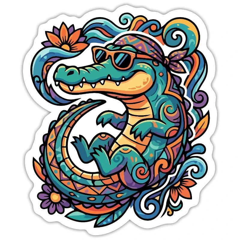Retro Crocodile Creative Tropics Pattern Summery