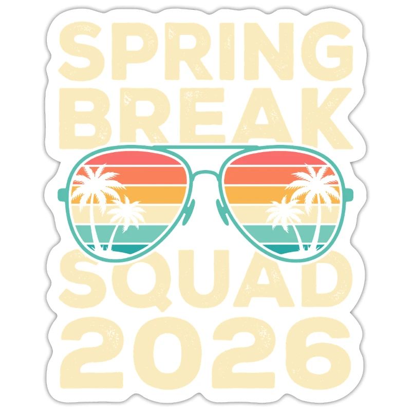 Spring Break Squad 2026 Retro Palm Tree Design