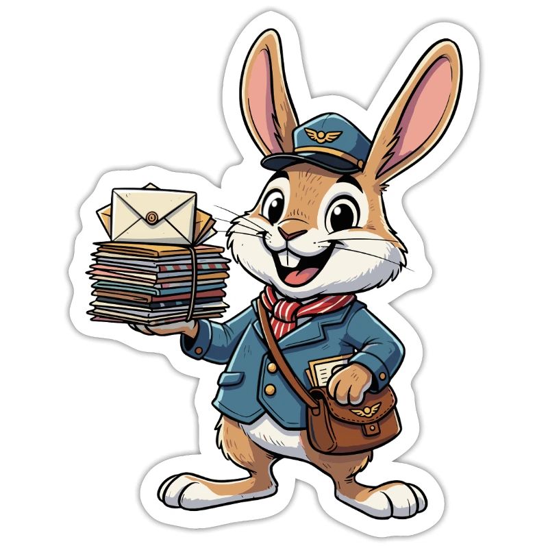 Hase als Postbote mit Briefstapel
