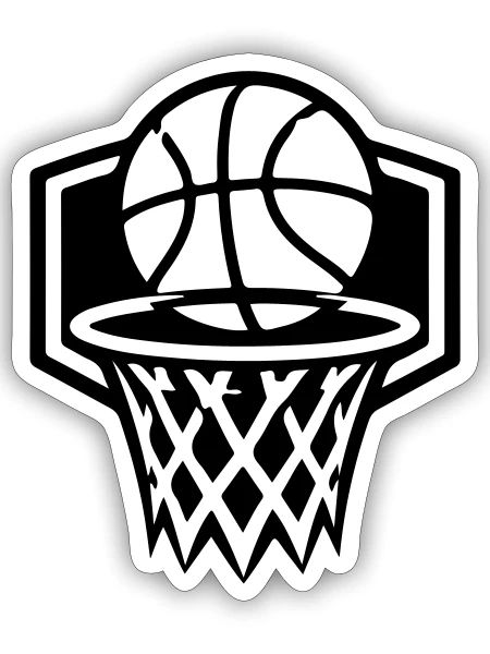 Basketball Korb Symbol - Sticker Größe S (10 x 10 cm) - Mattweiß - Vorne