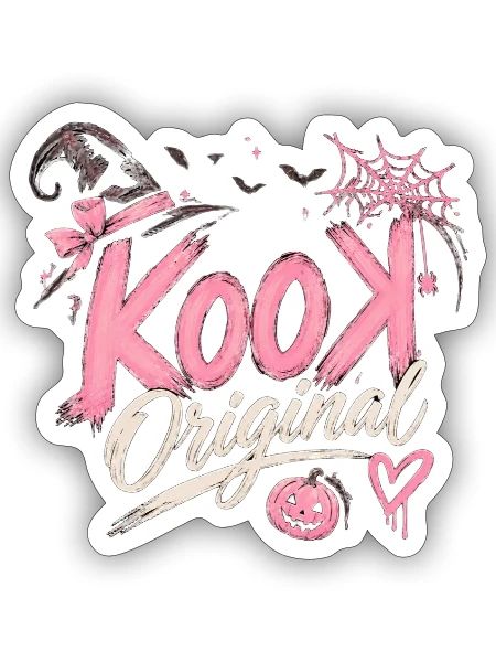 Kook Original Halloween Pink Witch Pumpkin - Sticker Größe S (10 x 10 cm) - Mattweiß - Vorne