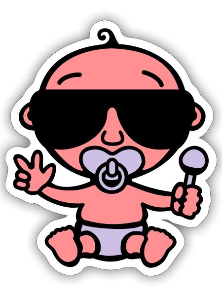 Bébé frais - Sticker taille S (10 x 10 cm) - blanc mat - Devant