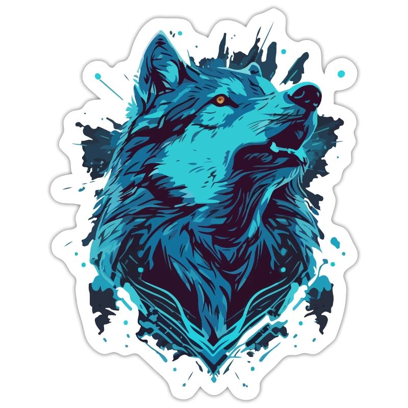 Bemalter meerblauer Wolf