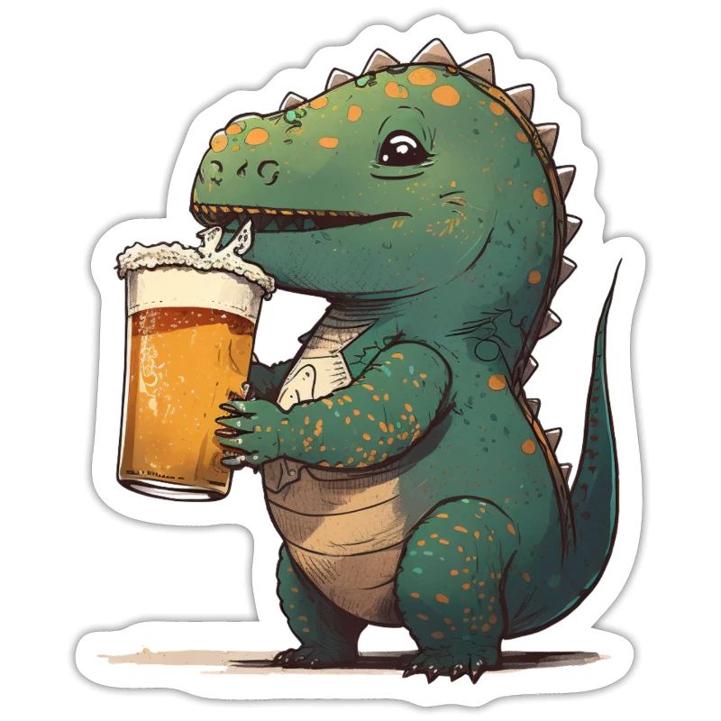 Lustiger Dinosaurier trinkt ein Glas Bier