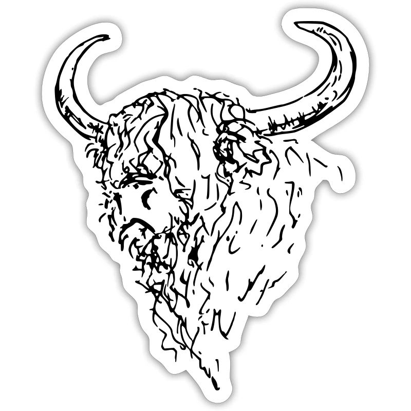 Harte Strichzeichnung Schottischer Highlander oder Büffel