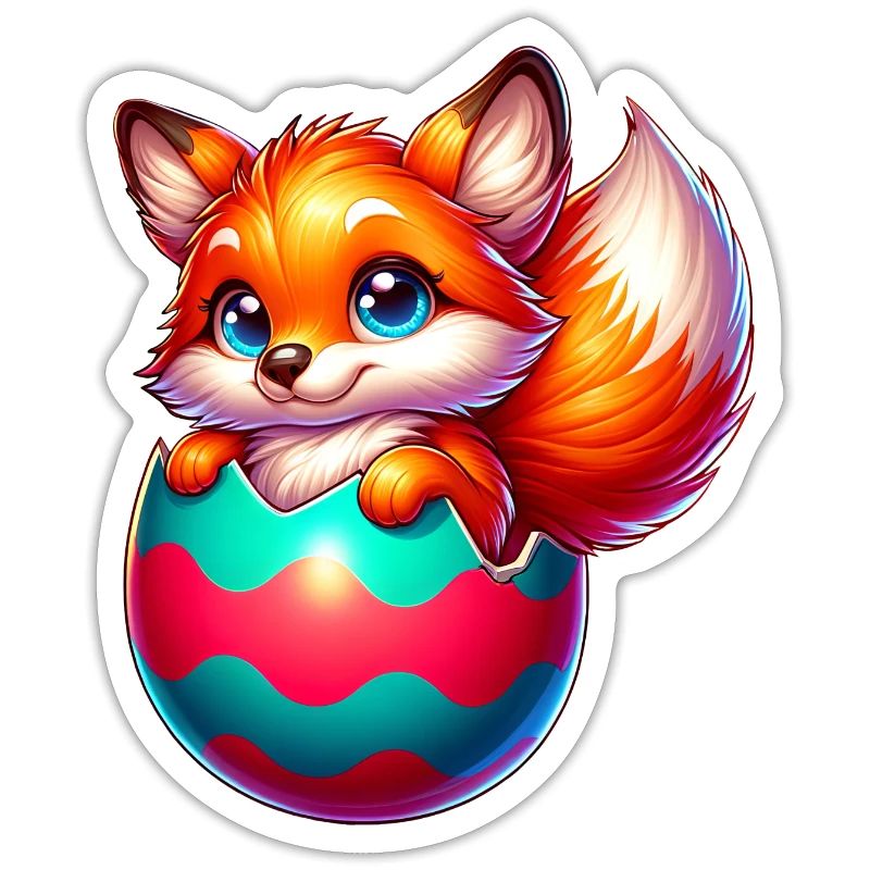Hatching red fox from Easter egg