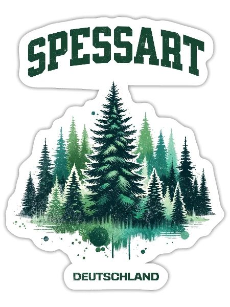 Spessart Deutschland Shirt Wald Natur Wandern - Sticker Größe S (10 x 10 cm) - Mattweiß - Vorne