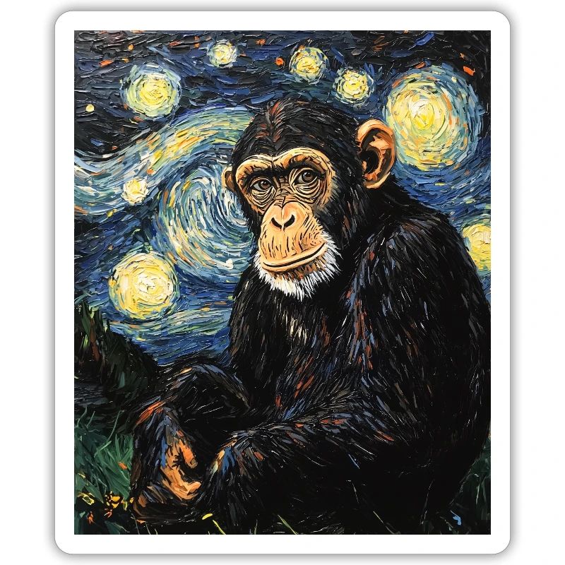 Monkey Chimpanzee Van Gogh Style Starry