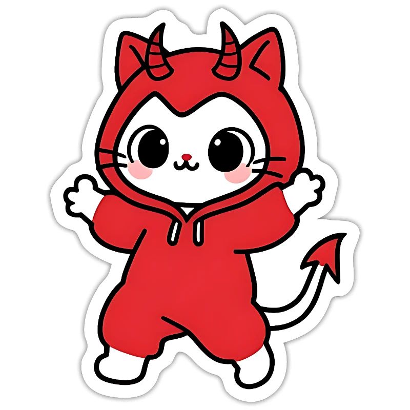 Cat Devil Kapuzenpullover Rot