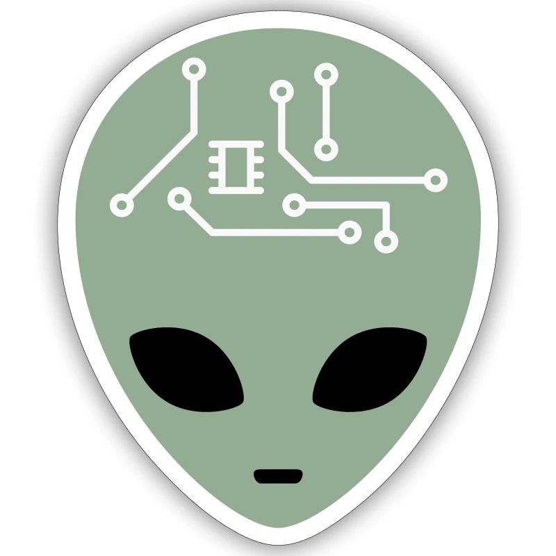 Alien Head with Circuits (three colours)
